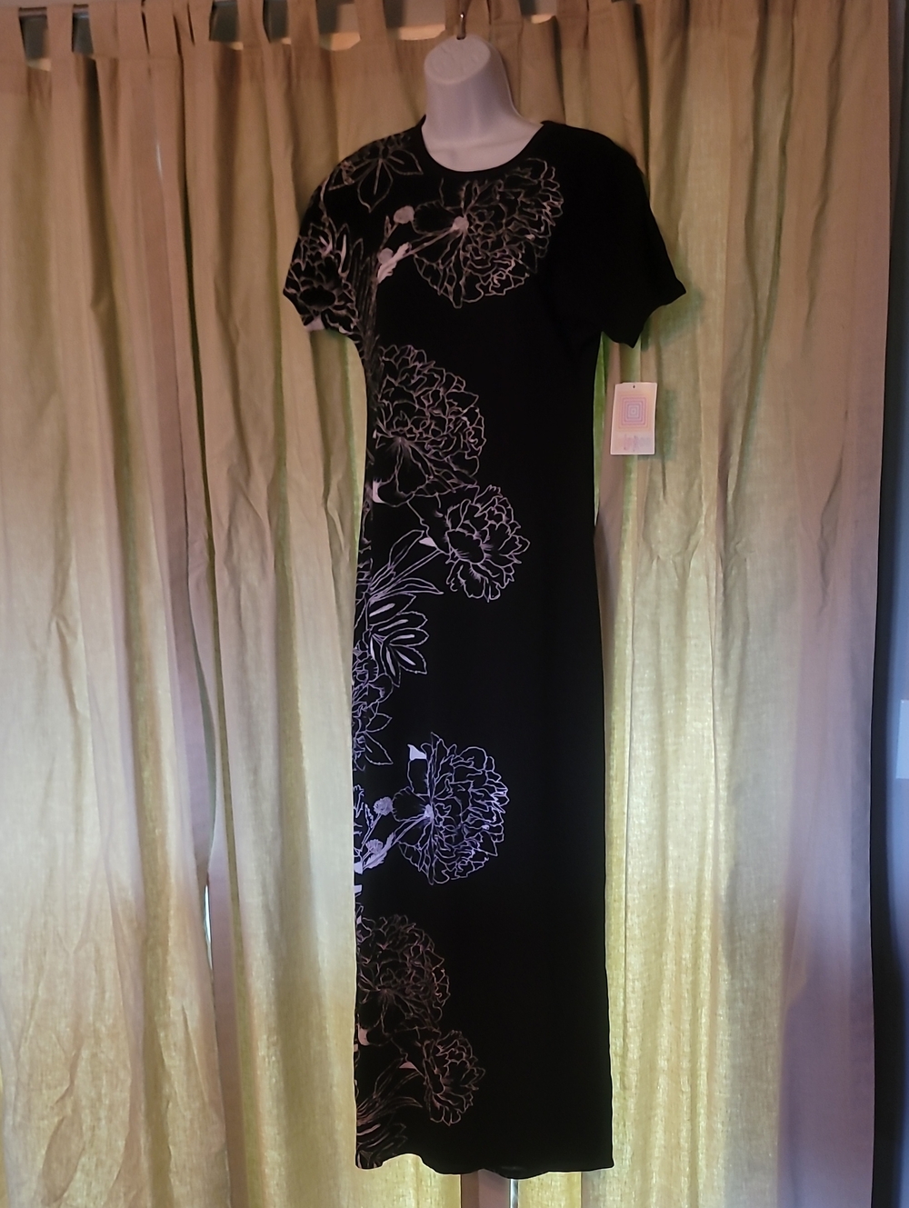 LuLaRoe Black Maxi Dress with White Floral Print